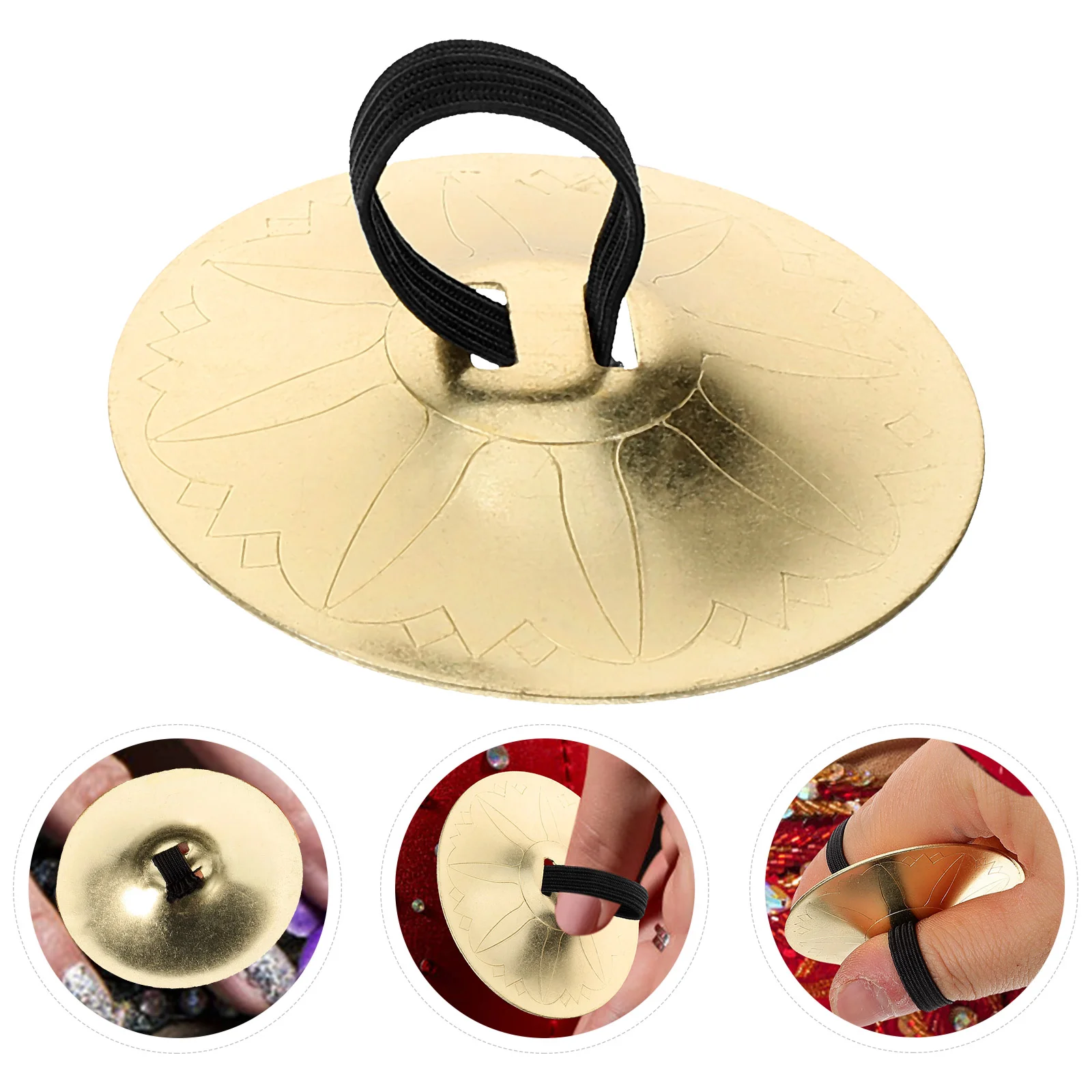 

Finger Cymbals Dancing Musical Instrument Portable Copper Percussion for Playing Nylon Small