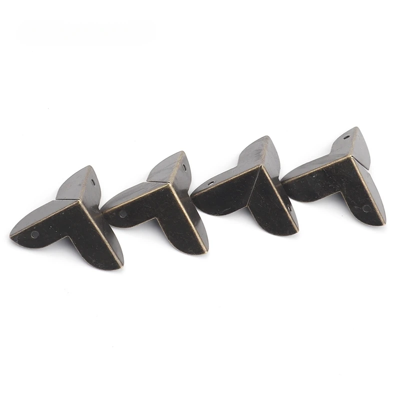 

4pcs Luggage Case Box Corner Brackets Decorative Corner For Furniture Decoration Triangular Rattan Carved Bronze Tone 22*22*23mm