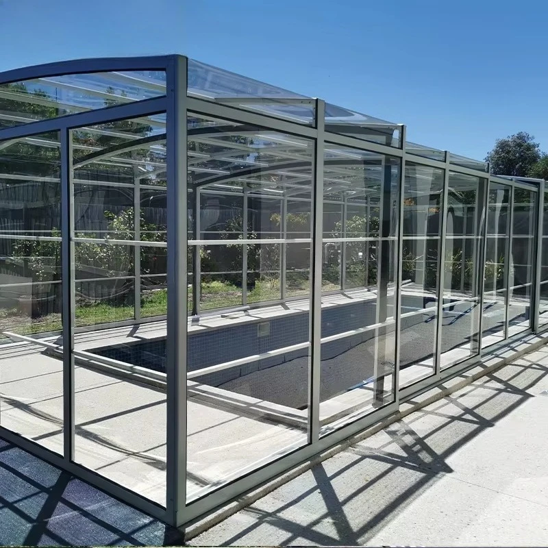 Any Size Custom Hot Selling Outdoor Sunroom Polycarbonate Retractable Pool Cover Pool Enclosure For Swimming Pool