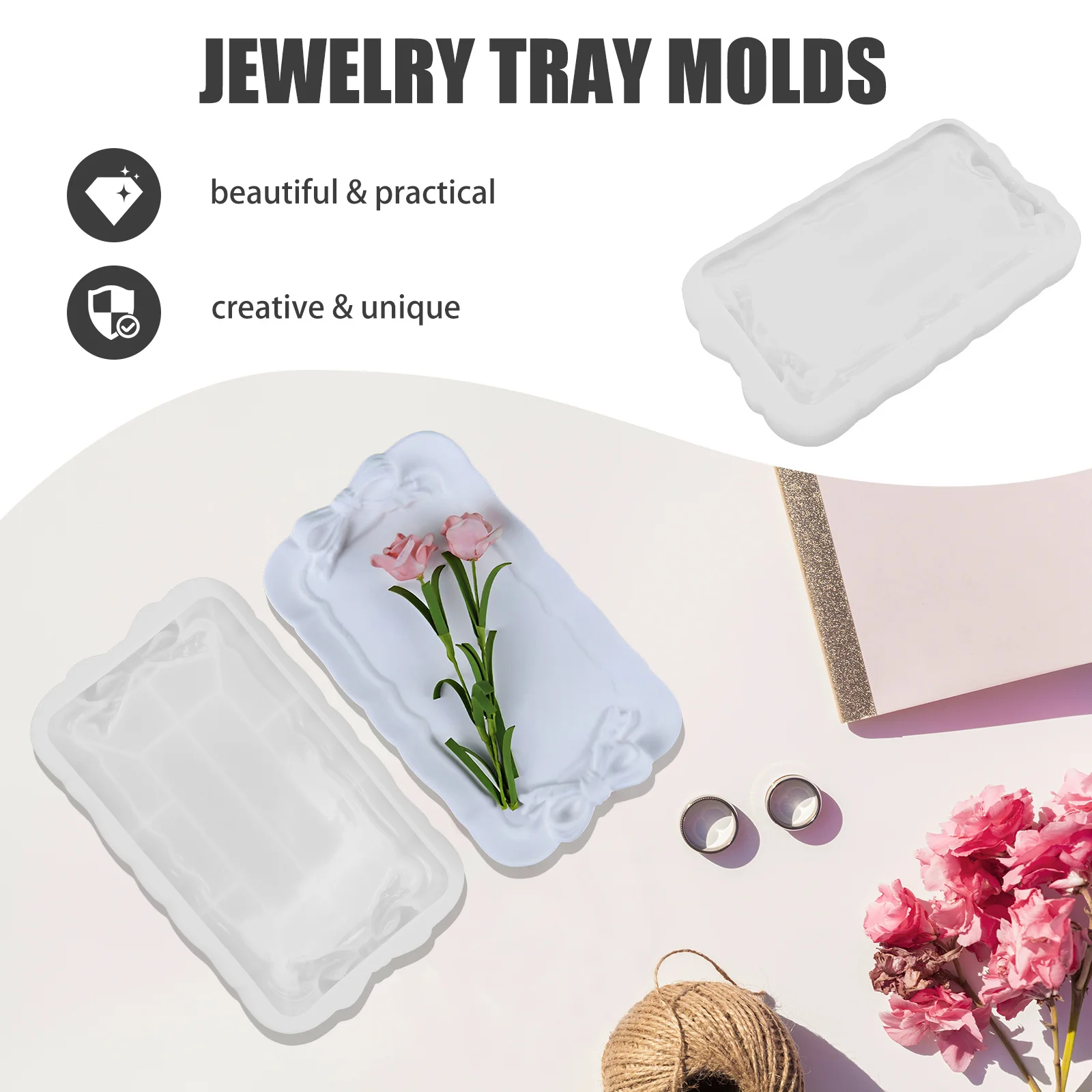 

Silicone Epoxy Resin Jewelry Tray Mold Bowknot Shape Flexible Wear-Resistant DIY Mold for Resin Tray and Jewelry Display