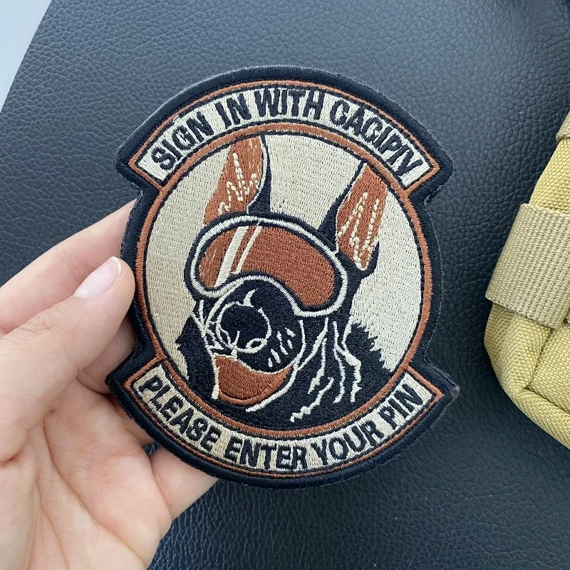 Tactical Dog Strap Patch E-mail Dog Hook and Loop Sticker Embroidered SIGN IN WITH CACIPIV Military Patches Tactical Paste