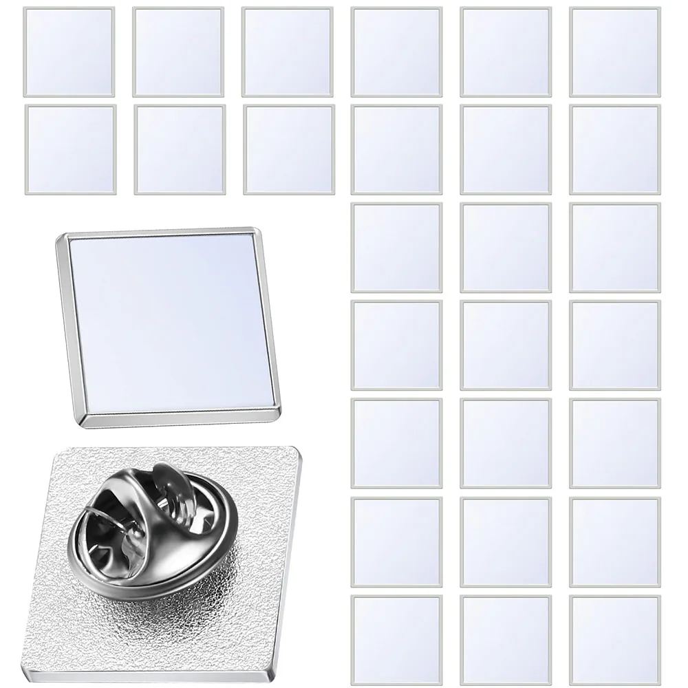 D&D 10pcs Square Sublimation Blank Pins DIY Button Badge Kit Sublimation Silver Blank Aluminum Sheet with Butterfly Pin