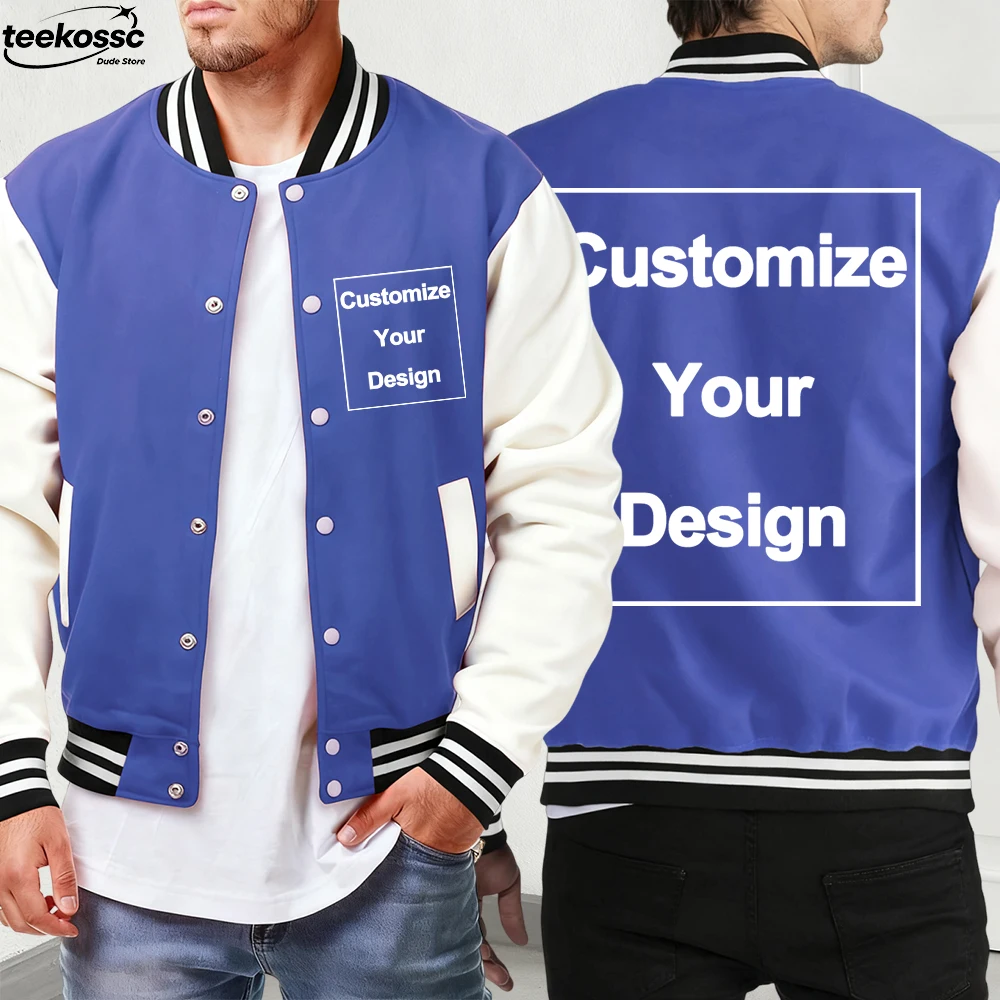 

НОВЫЕ мужские куртки на заказ, хлопковые базовые бейсбольные майки с карманами, зимние флисовые теплые пальто с логотипом «сделай сам», модная мужская уличная одежда