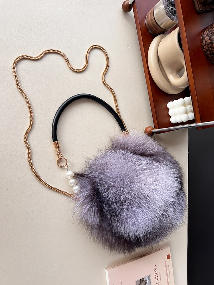 Luxury Brand Women Bag For Autumn And Winter High-quality Genuine Fur Round Shoulder Crossbody Bag Dinner Party Personality Tide