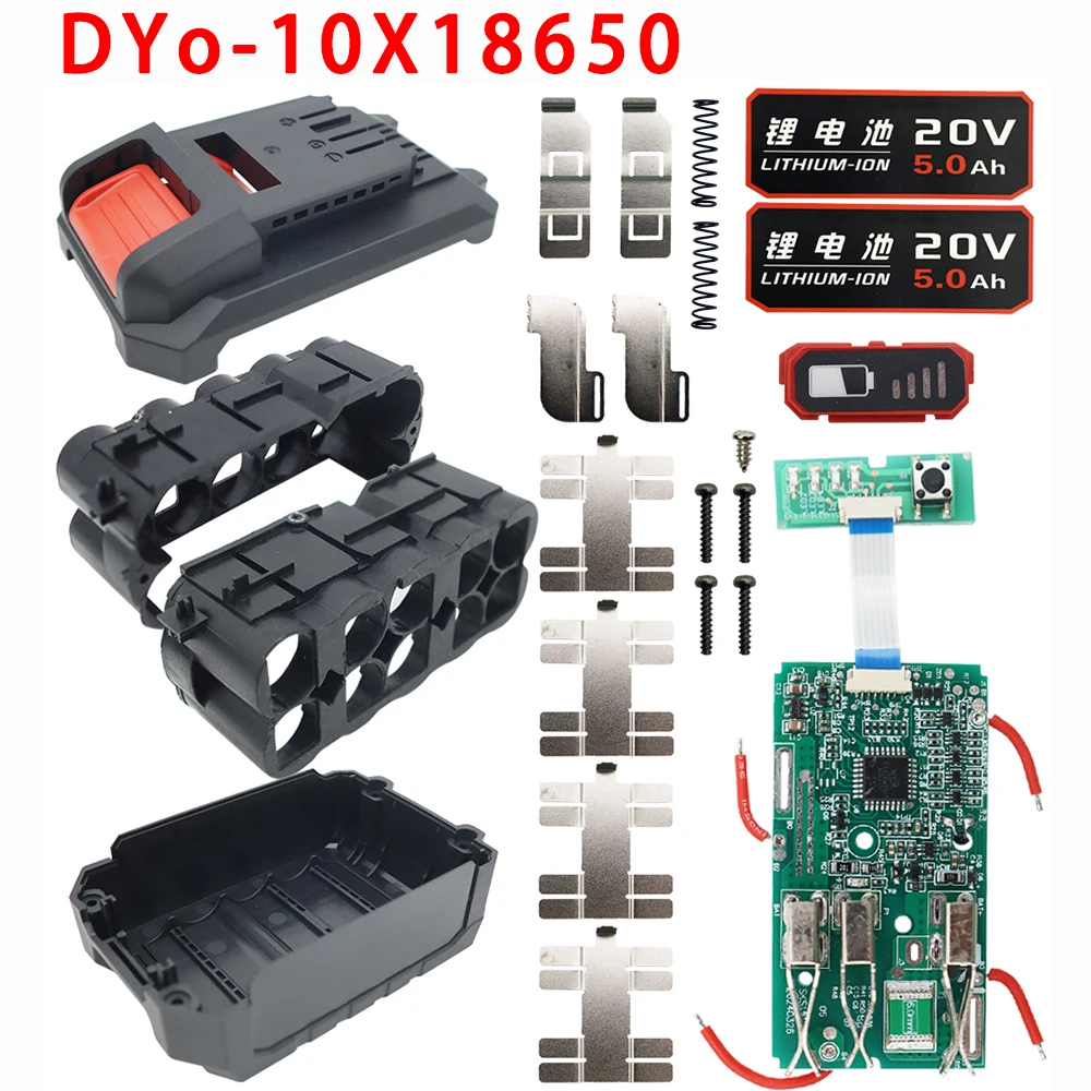 10X18650 Li-ion Battery Plastic Case Shell Housing Protection Circuit Board PCB Box for Devon 20V Lithium Battery 5Ah Label 5918