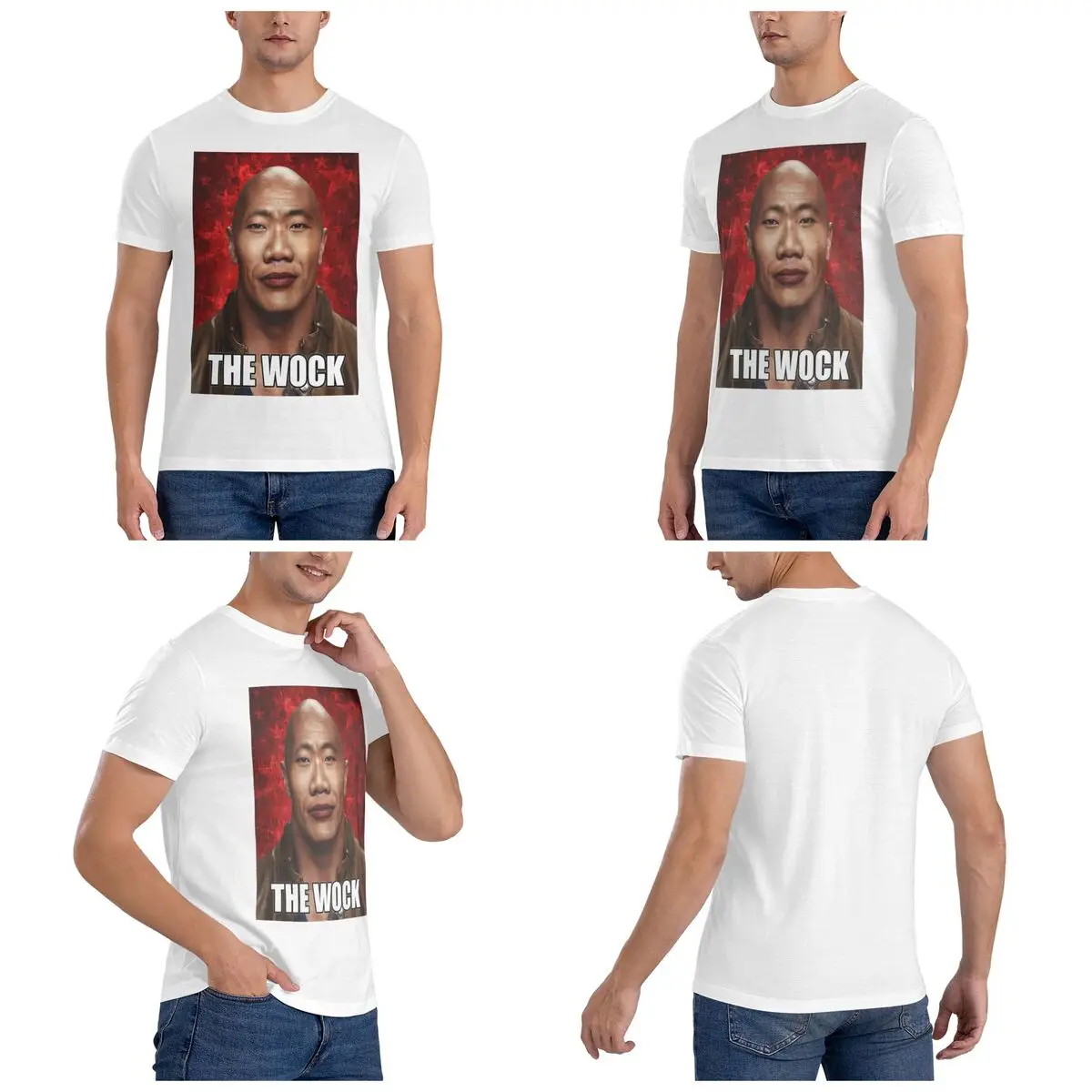 Meme Dwayne The Wok Johnson John Xina Bing Chilling Men T-Shirt Funny T Shirts Men's Round Neck Cotton Tees Short Summer Male