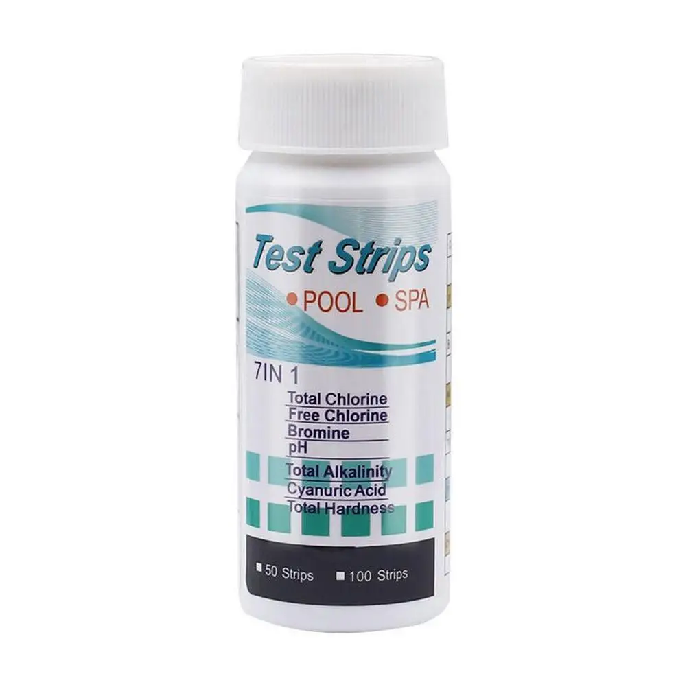 Tiras do teste do PH do cloro para a piscina, valor da água, verificador da dureza, papel residual, alcalinidade, Ph, Te, H0u6, 7 em 1