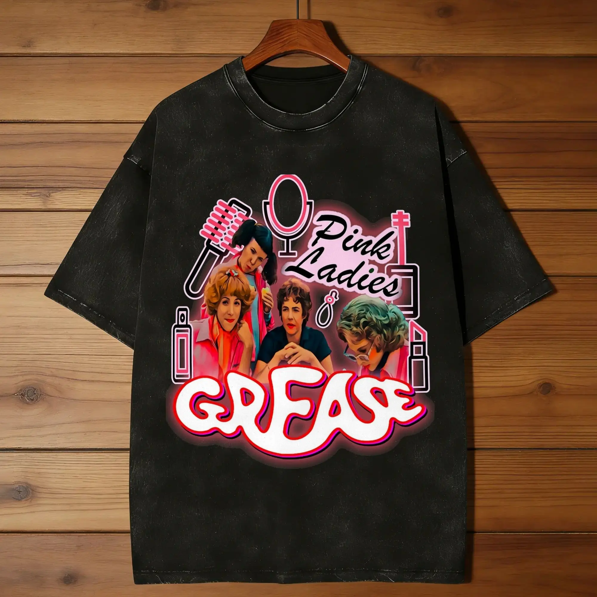 Men's Pink Ladies Grease T Shirts  Top Tees Summer Street Style Short-Sleeved T-Shirt O Neck Fashion Design Tee Shirt Cheap