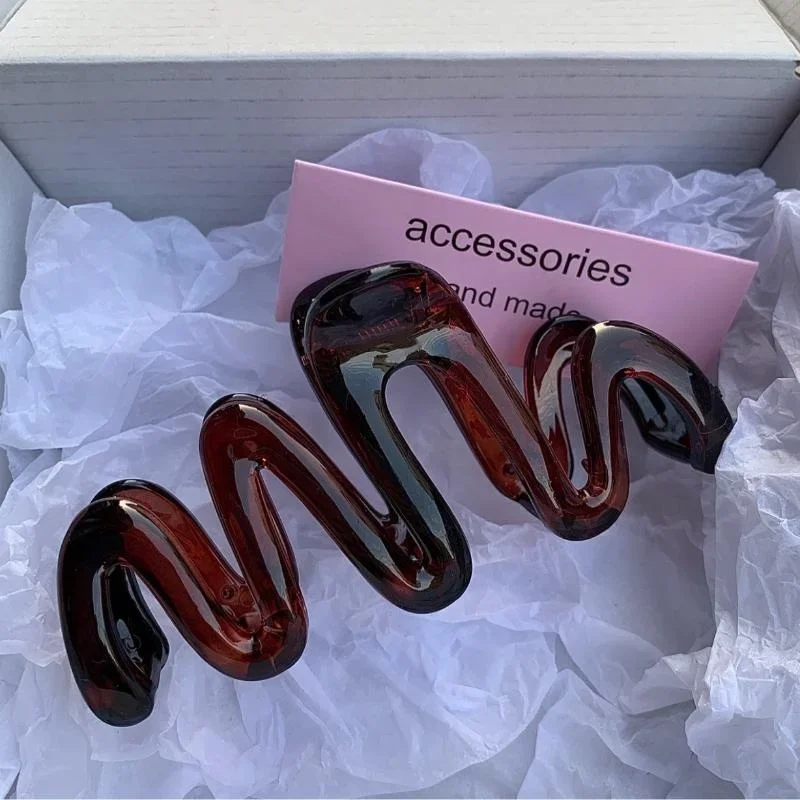 2026 Colorful Jelly Wave Hair Claw Hairpin Girls Fashion Temperament Women's Korean Sweet Simple Irregular Grace Headwear Gifts