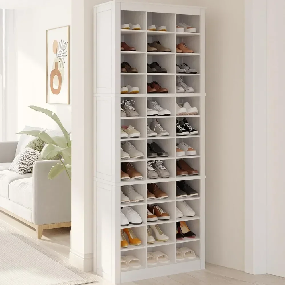 

[Limited Time Offer!]shoe storage cabinet, 36 pairs free standing closet organizer, 8.8 inch widened cell wood shoe organizer, 1