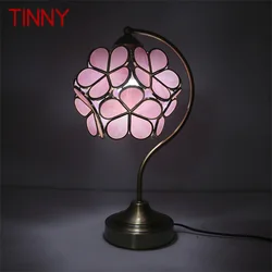 TINNY Tiffany Table Lamp LED Modern Creative Pink Petal Desk Light For Home Living Room Bedroom Bedside Decor