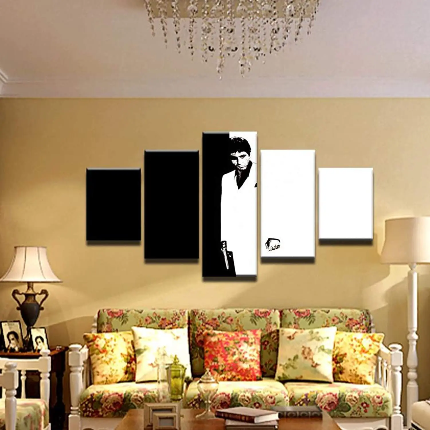 

5 Piece Scarface Mural Modular Cuadros Decorative Wall Art Canvas Print Posters for Living Room Office Home Decor Paintings