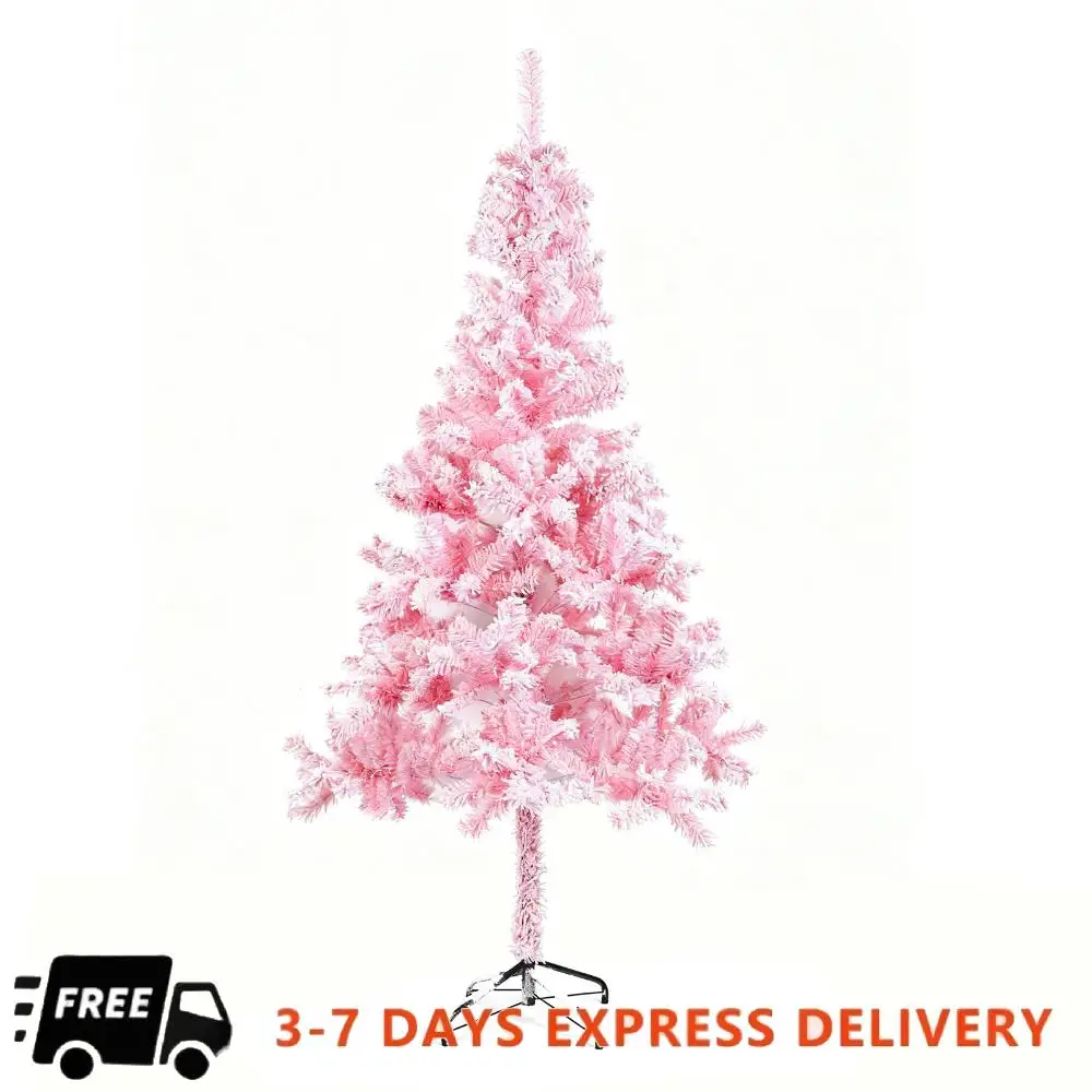 

180cm Flocked Christmas Tree with Metal Stand Artificial Xmas Tree Multi-Purpose Unlit Artificial Pine Tree for Indoor Outdoor