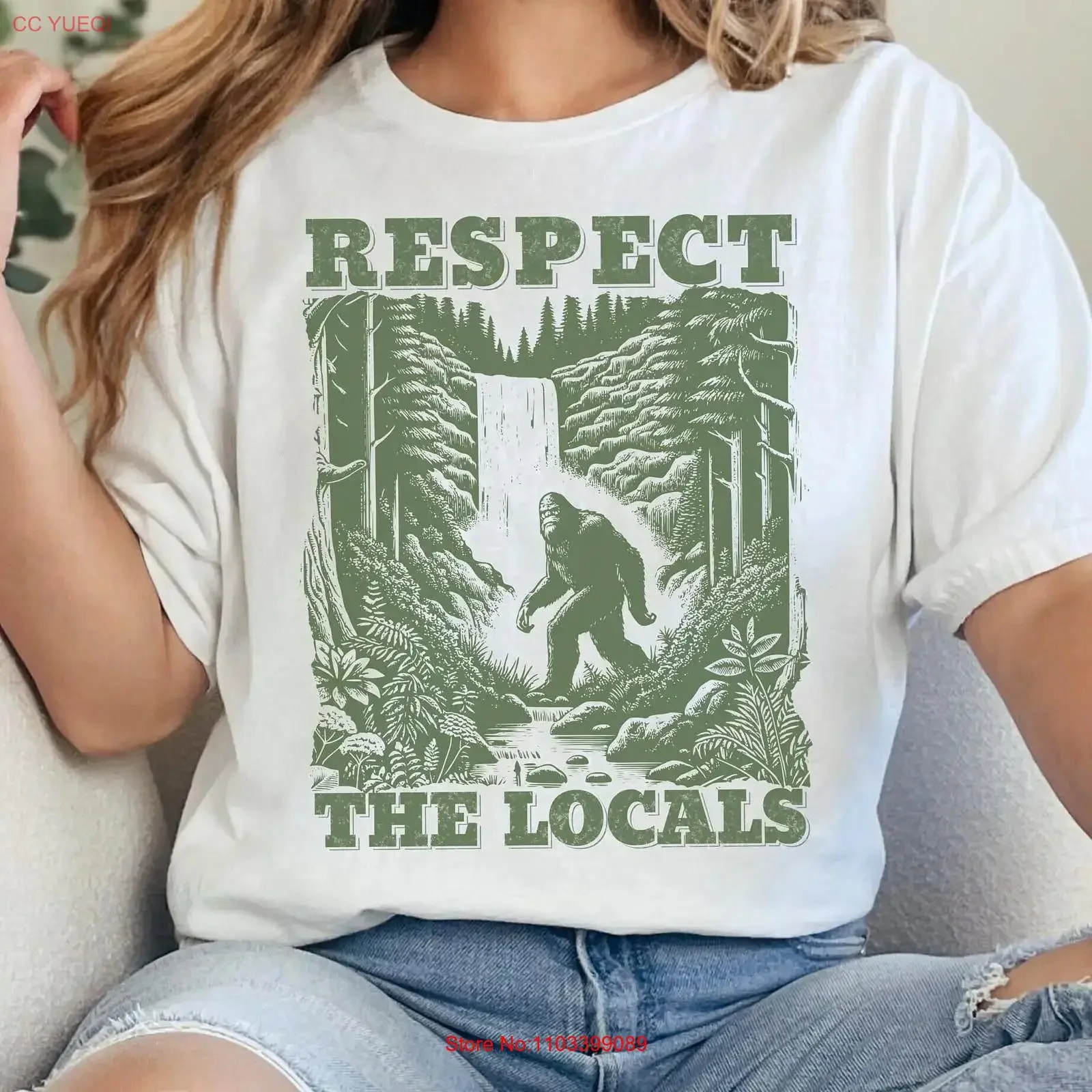Camiseta BigfooT Sasquatch desenganche, respeto de las aventuras locales, espera la ropa sobrenatural Cryptid, ropa para mujer, Granola Girl