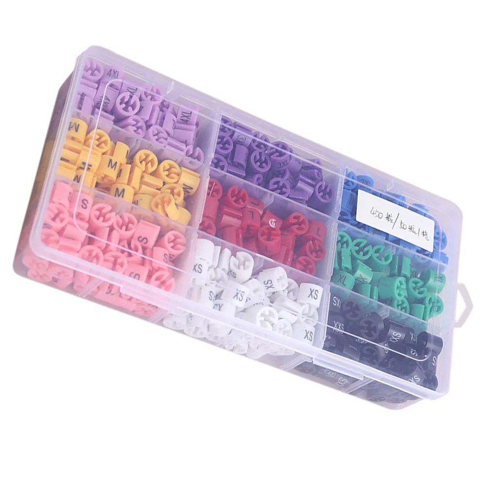 

450 Pcs Clothes Hanging Rack Clothing Size Buckle Hanger Marker Tags Plastic Coding Garment