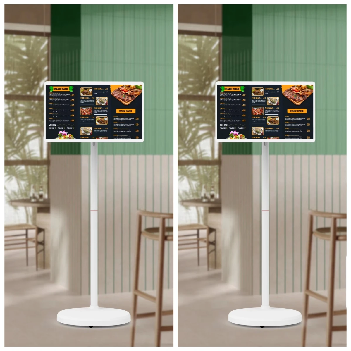 Spring Promotion：Smart 21.5 Inch Portable with Touch Screen Android 12 4+64GB Rechargeable White LCD Digital Signage Bus