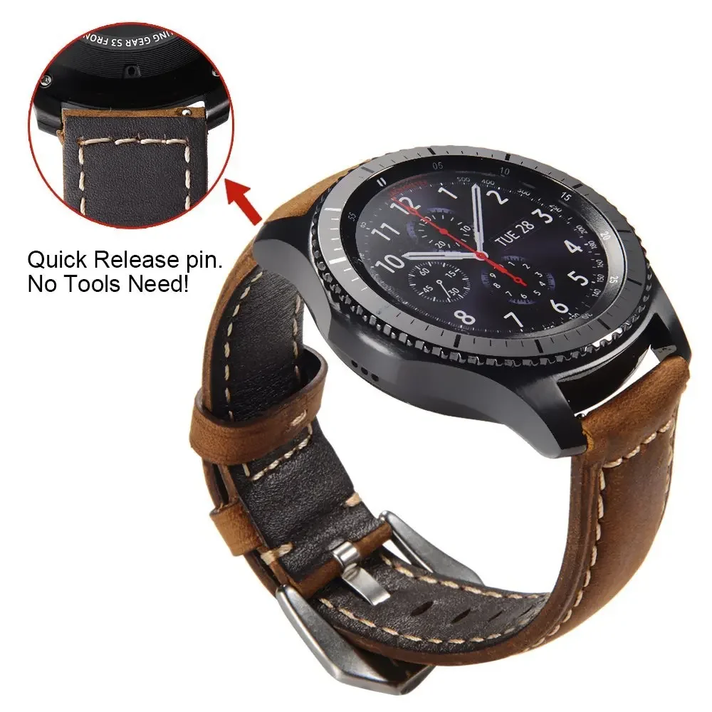 Cinturino in pelle da 22 mm per Samsung Galaxy watch 3 45mm/46mm Gear s3 Frontier braccialetto smartwatch Huawei watch GT-2-2e-pro GT2E cinturino