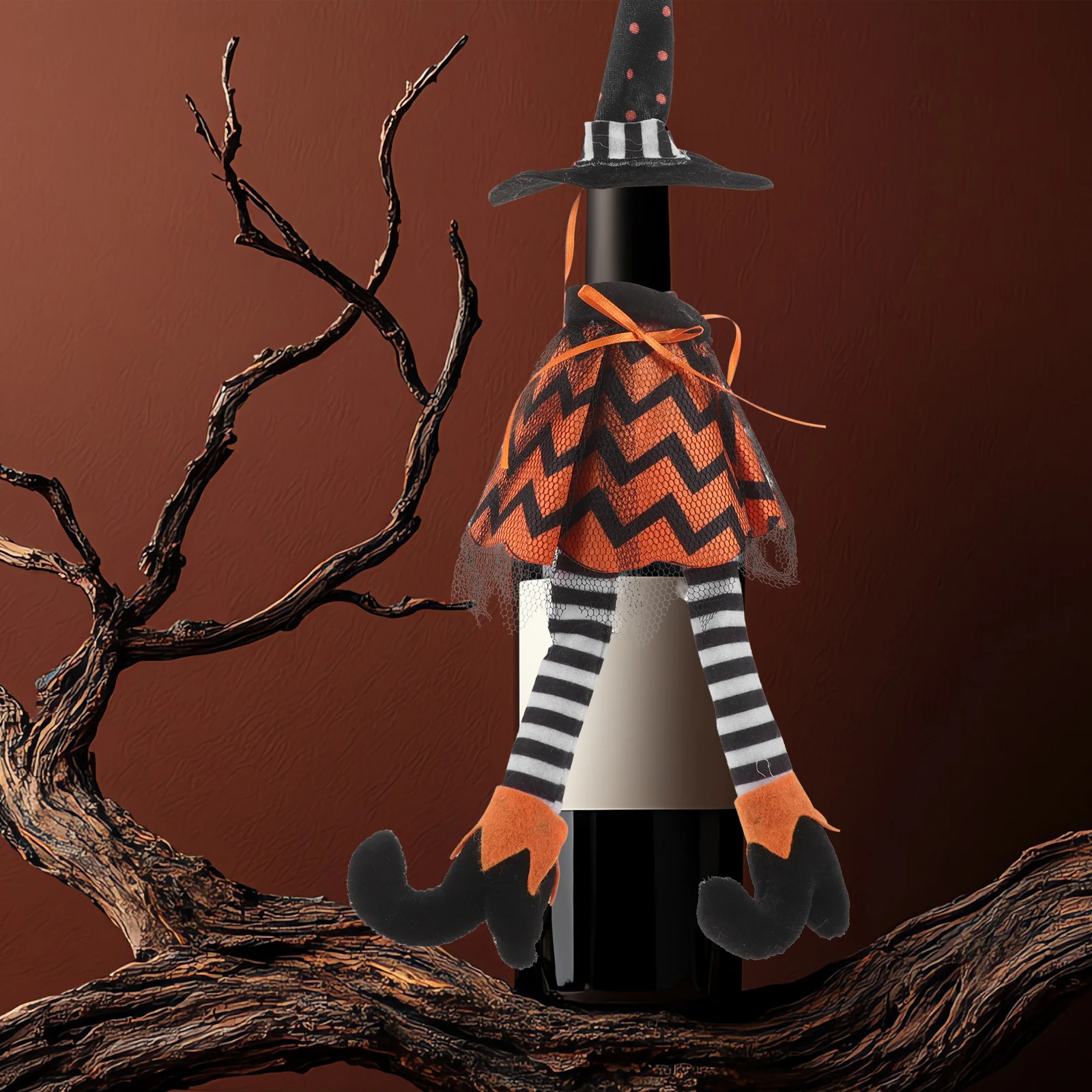 Halloween Wine Bottle Set Decorative Covers Decors Dining Table Cloth Festive Bag