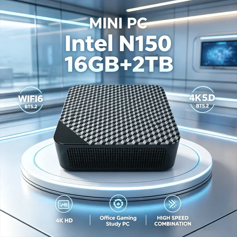Home Study Mini PC Intel Core N150 16GB RAM 2TB SSD WIFI6 BT5.2 4K Display Mini Desktop Computer For Online Class Daily Use
