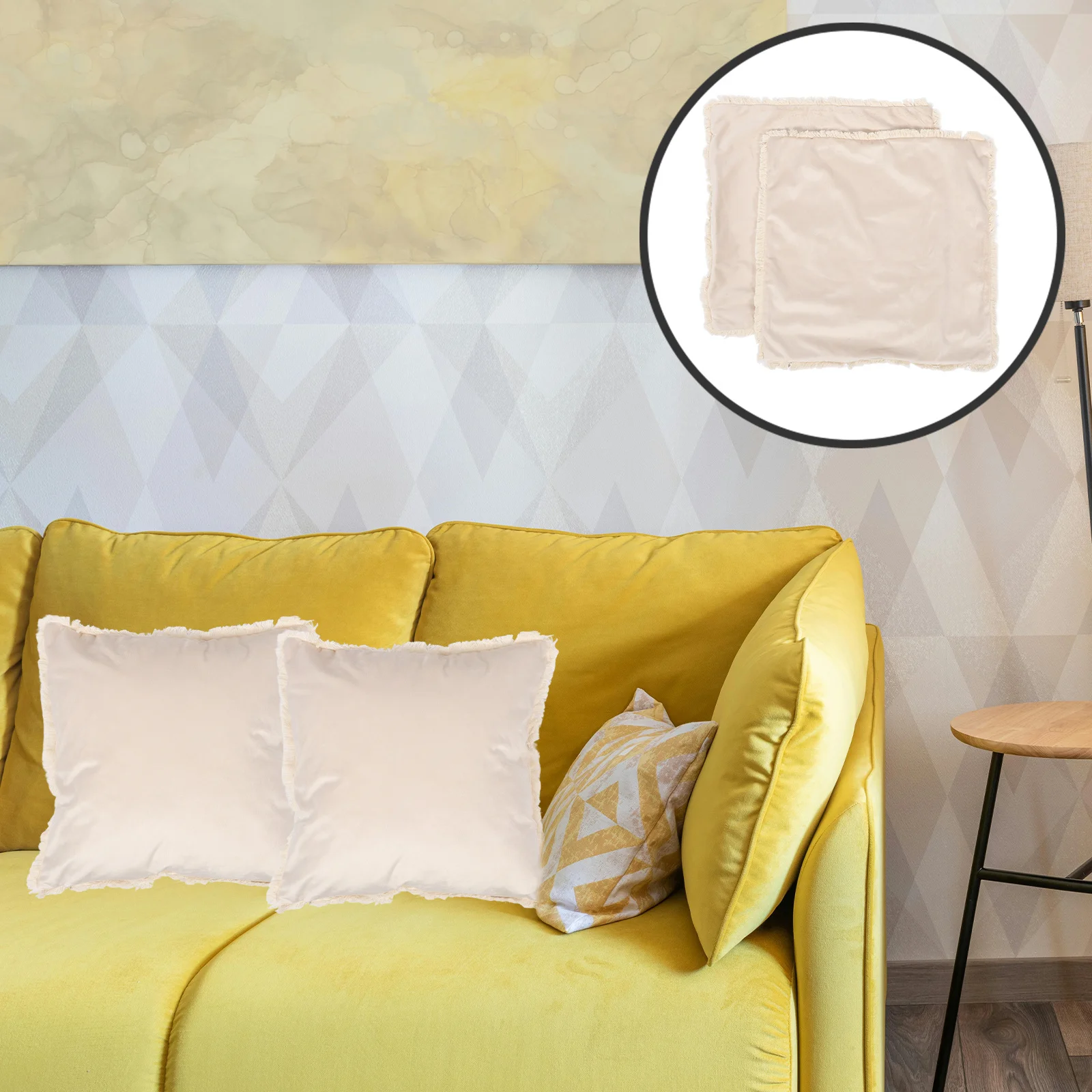

2Pcs Decorative Throw Pillow Covers Square Sofa Pillowcase Simple Style Washable Cushion Cover Home Decor Accent