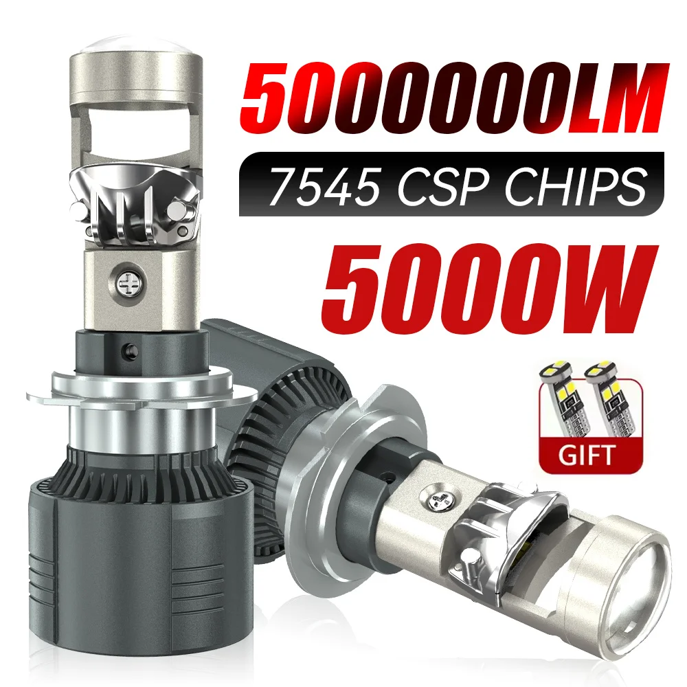 

5000W 5000000LM H7 H4 Canbus Car Headlight Mini Lens H11 H8 9005 9006 HB3 HB4 LED Projector Bulb 6000K Car Motorcycle lights 12V