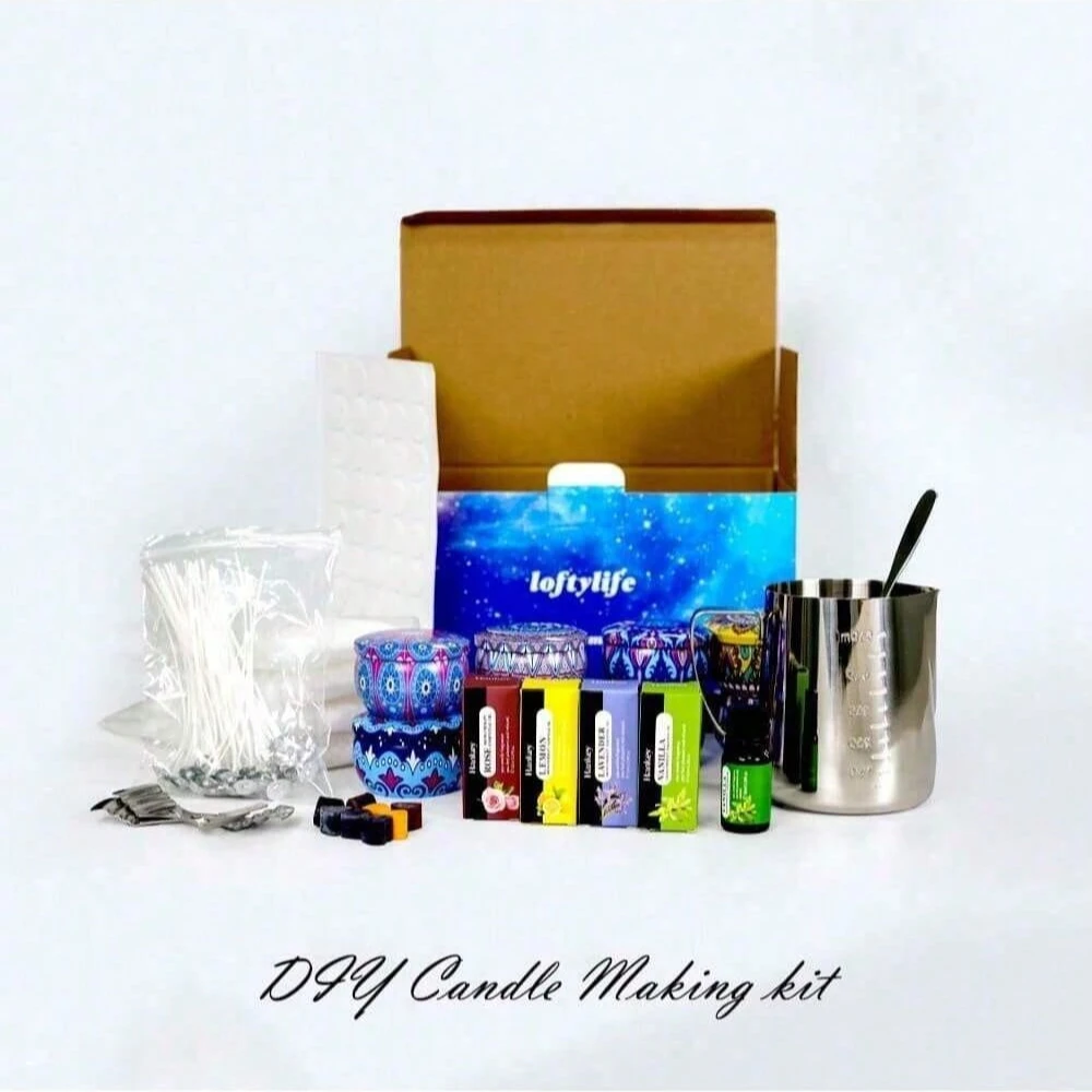 

Loftylife DIY Candle Making Kit Includes Been Wax Stainless Steel Pots 8pcs Candle Tins Wicks Glue Dots Fragrances