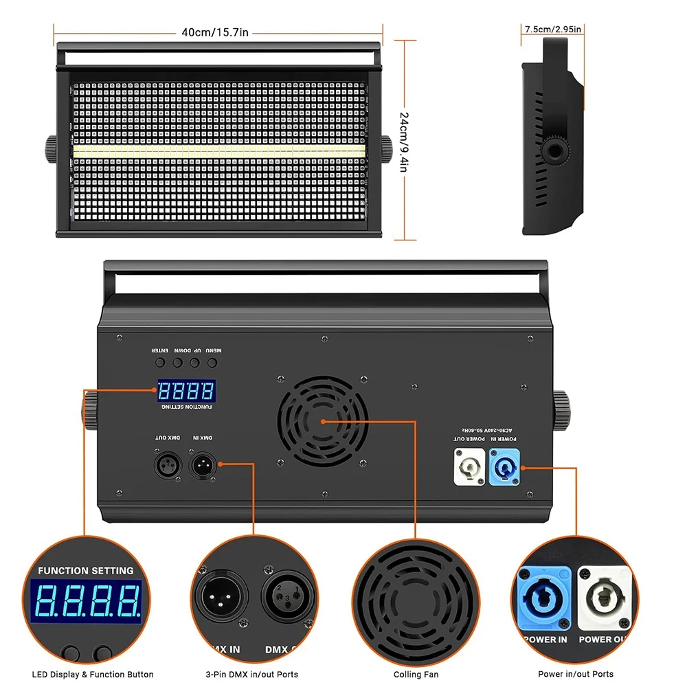 GOTSTAGE 4pcs 200W LED 864RGB+96White 48+8Segmente Strobe Sound Control DMX Super Bright DJ Disco Wish audience Party Stage Lighting