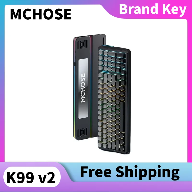 

MCHOSE K99 V2 Механическая клавиатура из алюминиевого сплава — трехрежимное подключение, проводная игровая клавиатура RGB с возможностью горячей замены