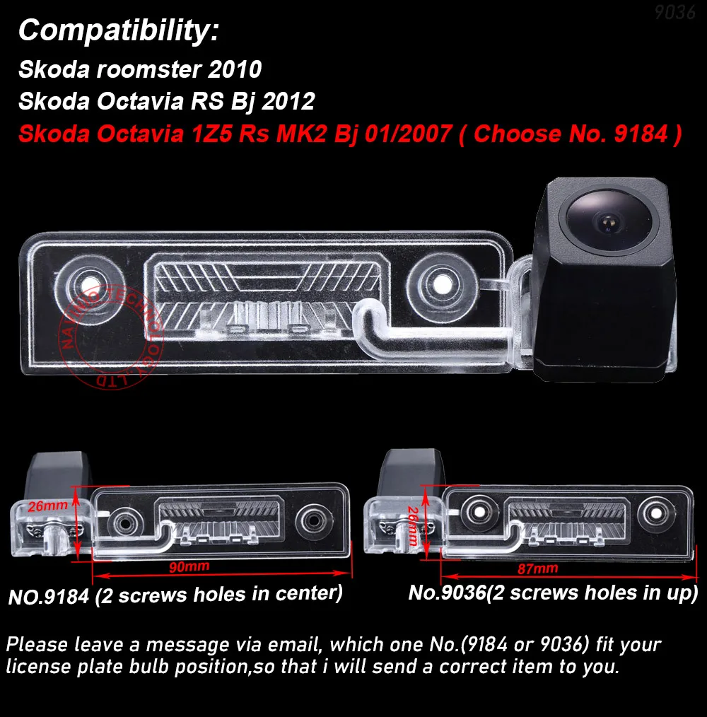 HD Car rear view parking back up reverse Camera for Skoda Roomster Octavia 1Z5 RS