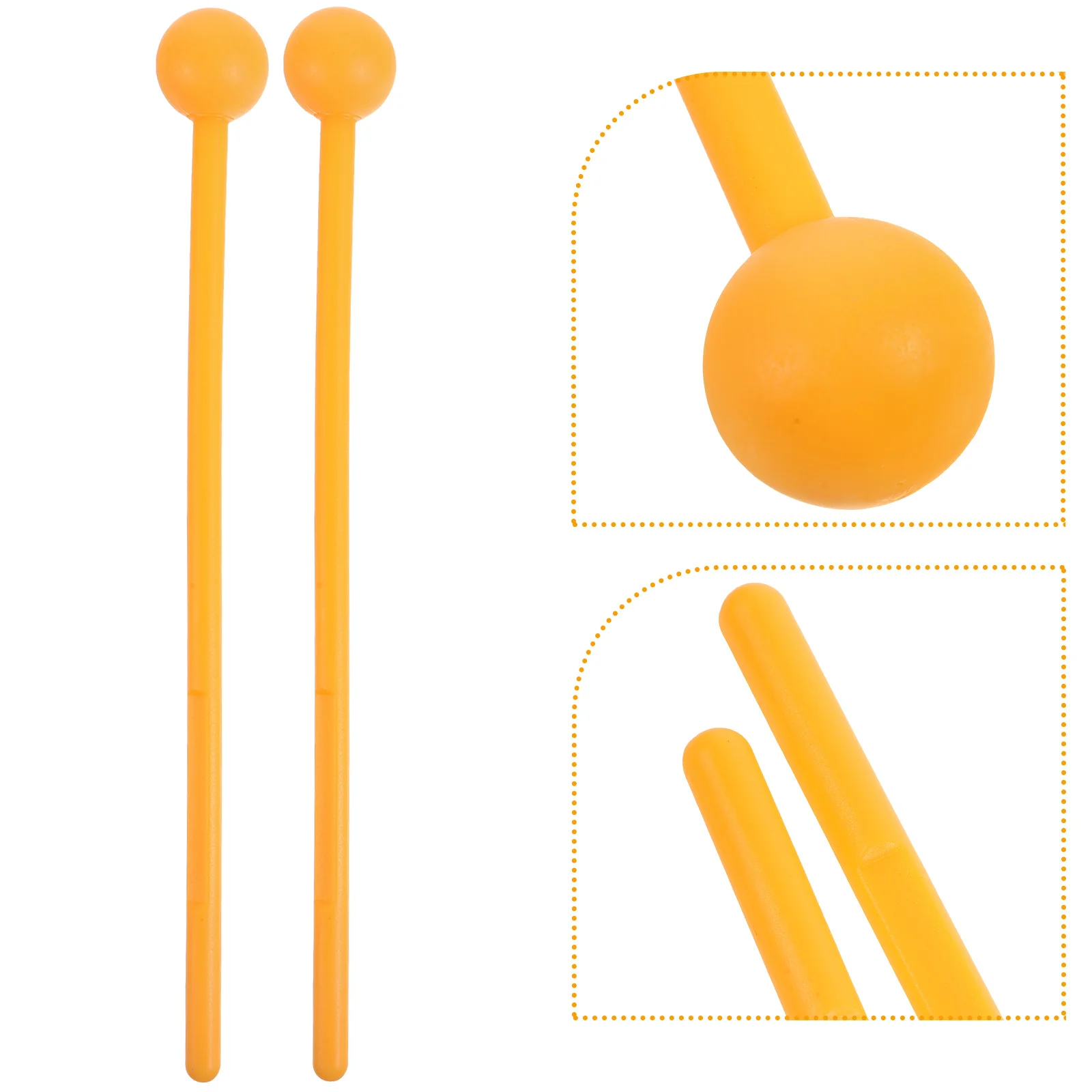 2 Pcs Carillon Hammer Beginner Drum Stick Plastic Drumstick Musical Instrument Mallets Orange Percussion Child