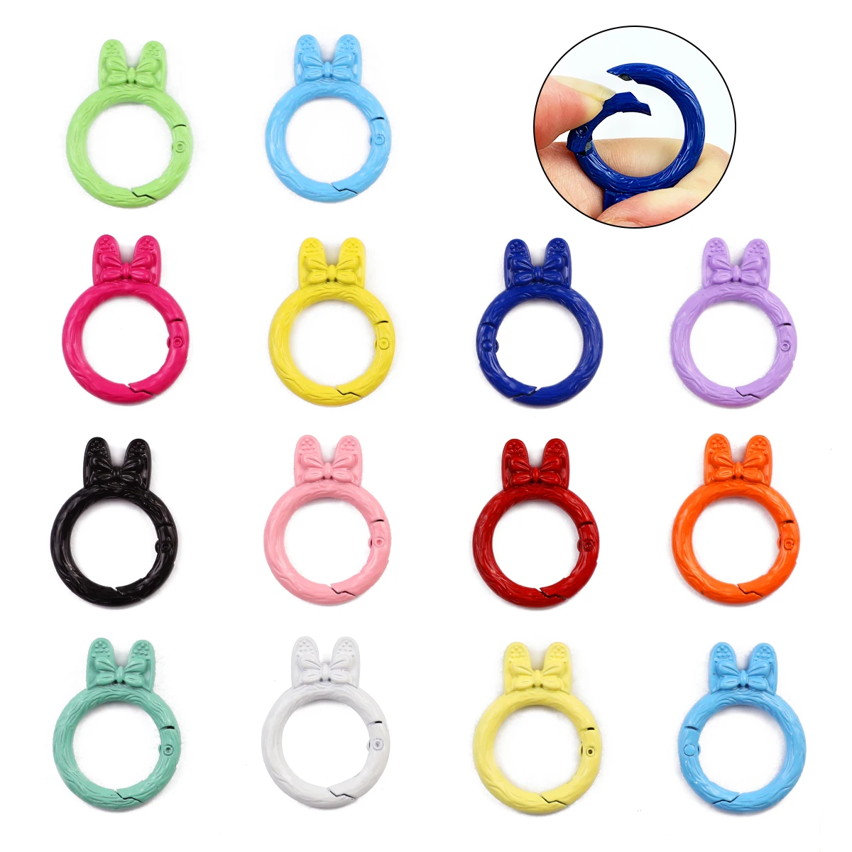 2-8pcs Colorful Baking Paint Rabbit Shape Lobster Clasps Hooks Key Chain Label Connector Fits Jewelry Making DIY Accessories