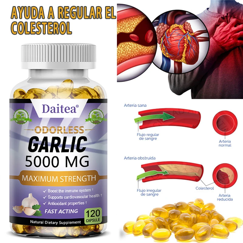 

Daitea Garlic Extract Supplement - Supports Healthy Triglyceride Levels, Circulatory Health, Antioxidant, Non-GMO