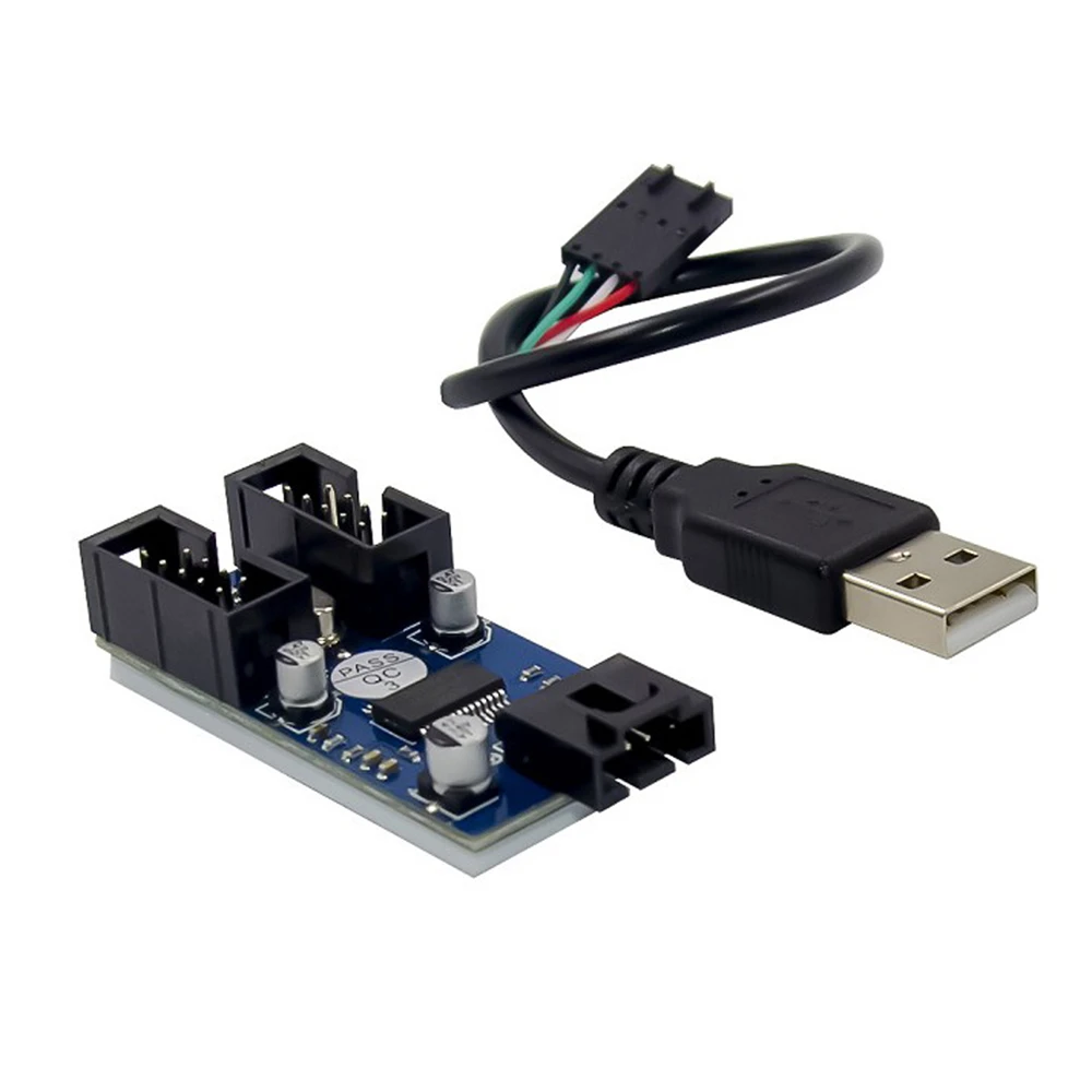 

Motherboard 9pin Header HUB Connector USB 2.0 Type-A Extension Adapter Port Multilier 1 Male to 2 Female