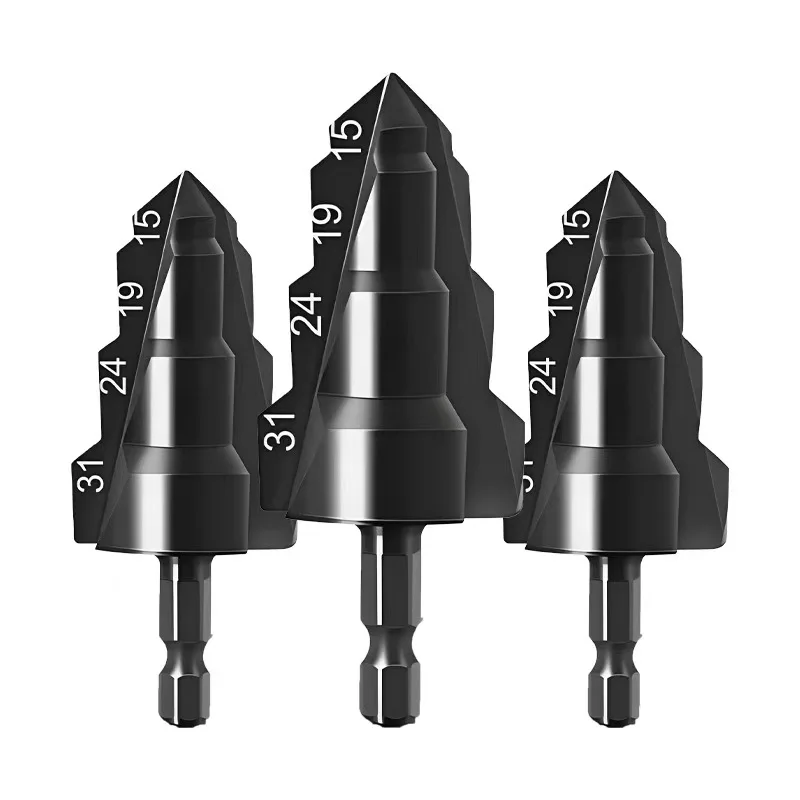 

SenNan 3 IN 1 PPR Lifting Drill Bit 15/19/24/31mm Step Drill Bit Hex Shank Hole Opener Core Drill Bits for Water Pipe Reaming AA