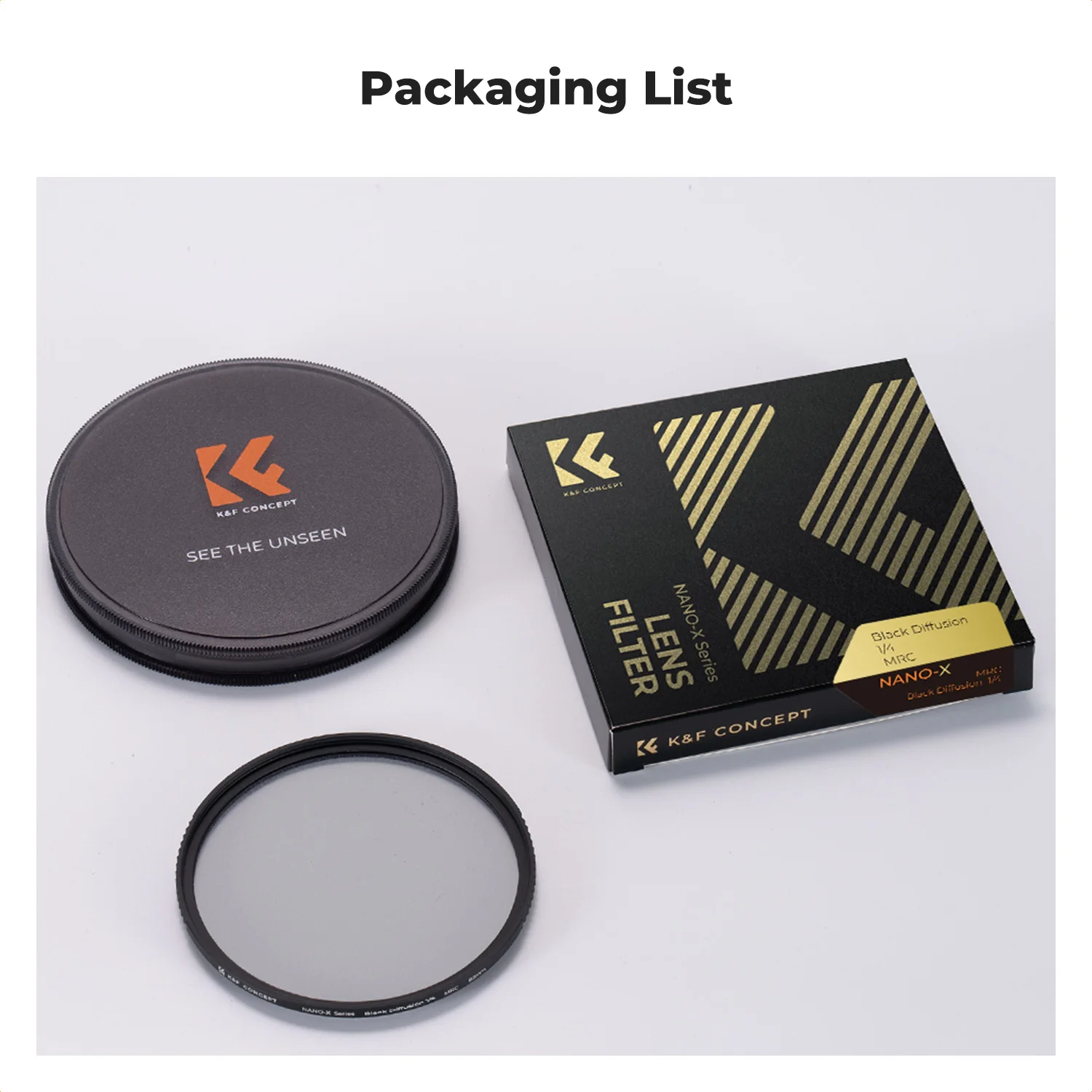 K&F Concept Nona-X 1/4 1/8 Черный туман Фильтр для диффузионных линз Специальные эффекты Съемка видео 37/40,5/43/46/49/52/55/58/62/67/72/77/82