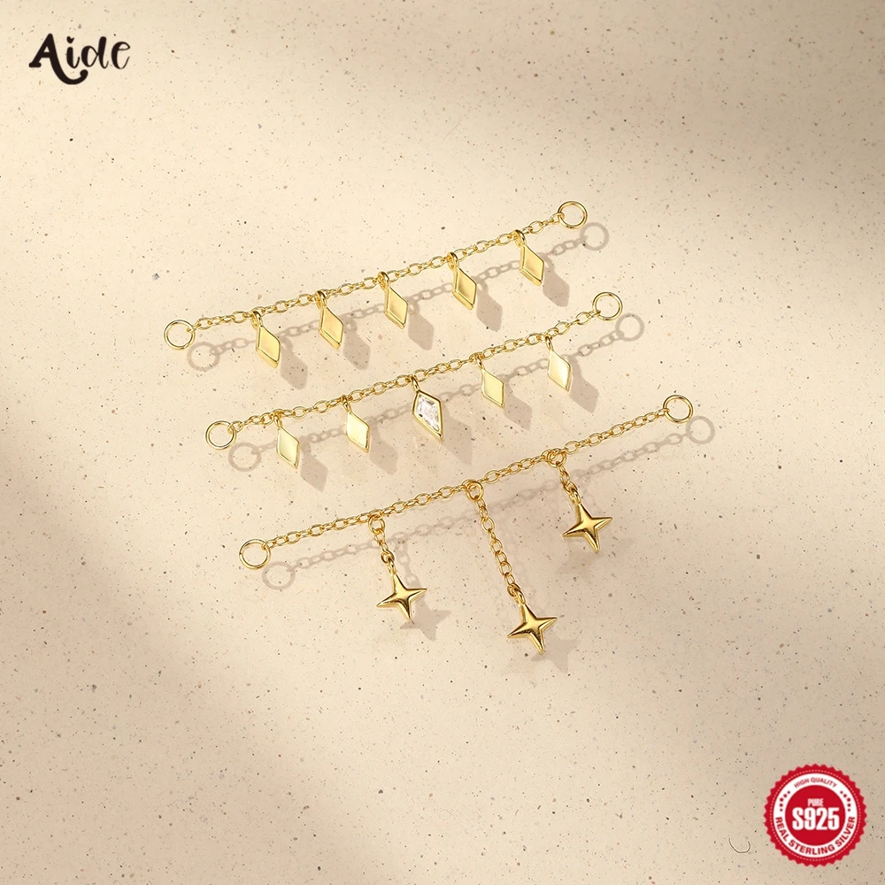 AIDE 925 Sterling Silver 1PC New Design Tassel Chain Charms For Piercing Earrings For Women Simple korean Wedding Party Jewelry