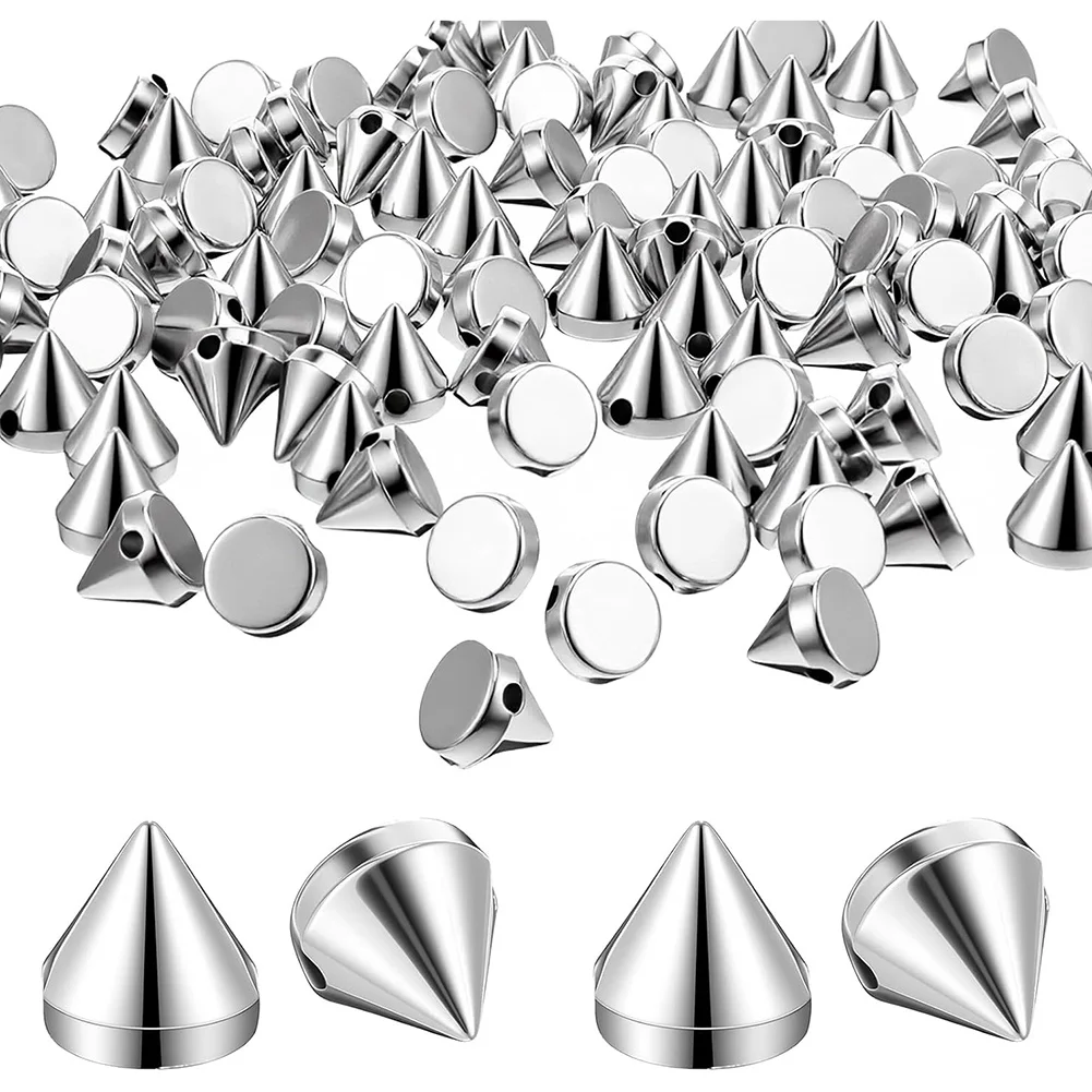 A56K 200Pcs 8mm Silver Spike Cone Studs for DIY Punk Rock Style Leathercraft & Handicraft Accessories
