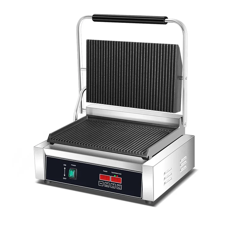 Press plate upper pit lower flat sandwich barbecue press steak machine electric heating electric grill
