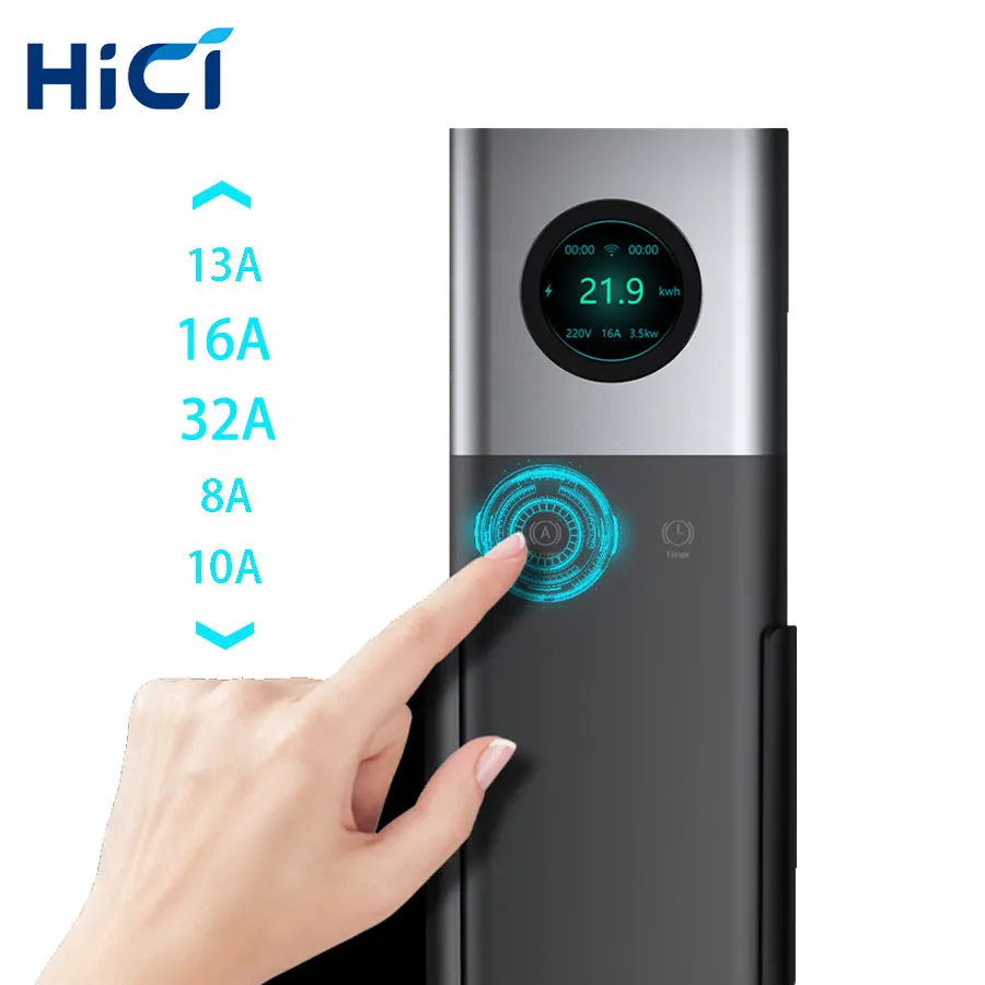 HICI-3kw 7kw 11kw 22kw 16A 32A Adjustable Current Wallbox Charging Station Portable EV Charger