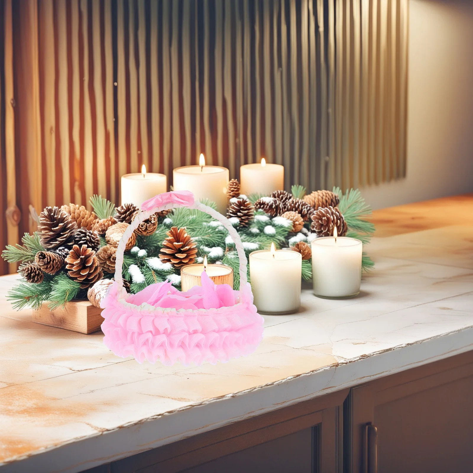 

Handwoven Wedding Flower Basket Rustic Elegant Multi-Purpose Candy Storage Holder Flower Girl Bouquet Holder Decorative Basket