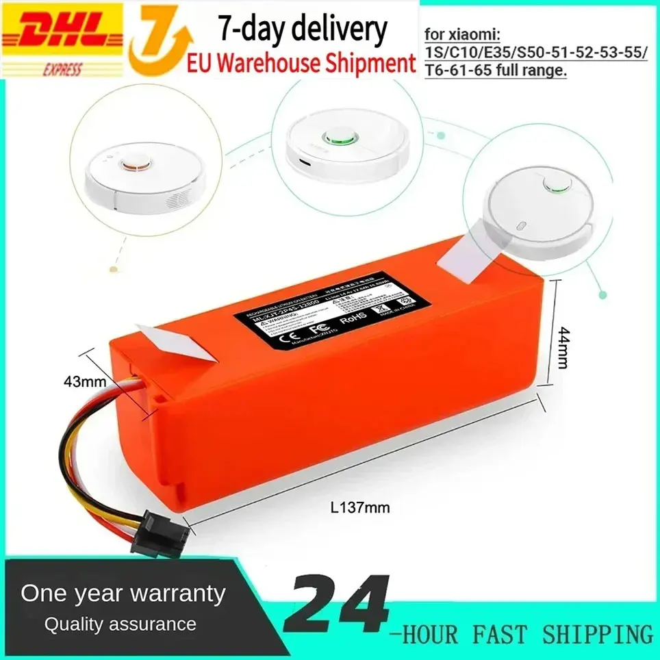 Batterie pour aspirateur Xiaomi (BRR-2P4S-5200S) Roborock S5, S6 S50-55, S5 Max, S6, S7, etc. 14,4 V 12800 mAh