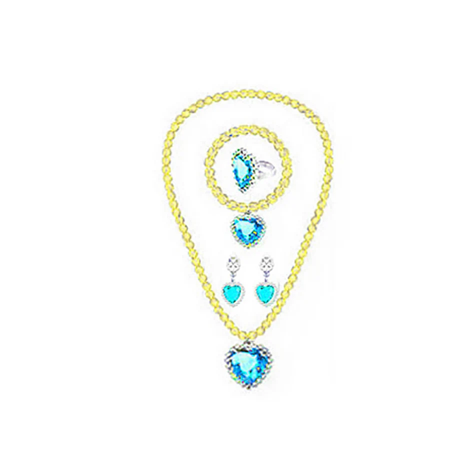 Kinder Mädchen Elsa Sofia Belle Prinzessin Zubehör Verfeinerung Perlen Halskette Armband Ring Ohrring Schmuck 5 Stück Sets – Detail 4