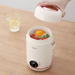 Mini olla arrocera eléctrica portátil de 1L, revestimiento de cerámica esmaltado, olla caliente eléctrica multifuncional, electrodomésticos de cocina para el hogar, 220V