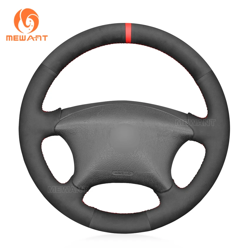 

MEWANT Black Genuine Leather Suede Steering Wheel Cover for Peugeot Partner 2003 Citroen Xsara Picasso Berlingo 2004-2008 C5