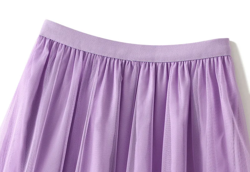 New 2025 Women's Spring Summer Solid Color Tulle A-line Sweet Tutu Long Skirt Female Korean Fashion Party Mesh Skirts
