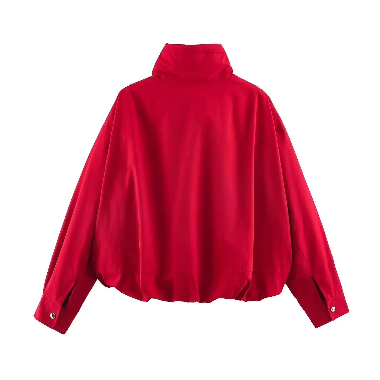 Women Casual Chic Stand-Collar Jacket Red Street Sports Style Jacket 2026 Fall Winter Trendy Loose Zip-up Padding Jacket