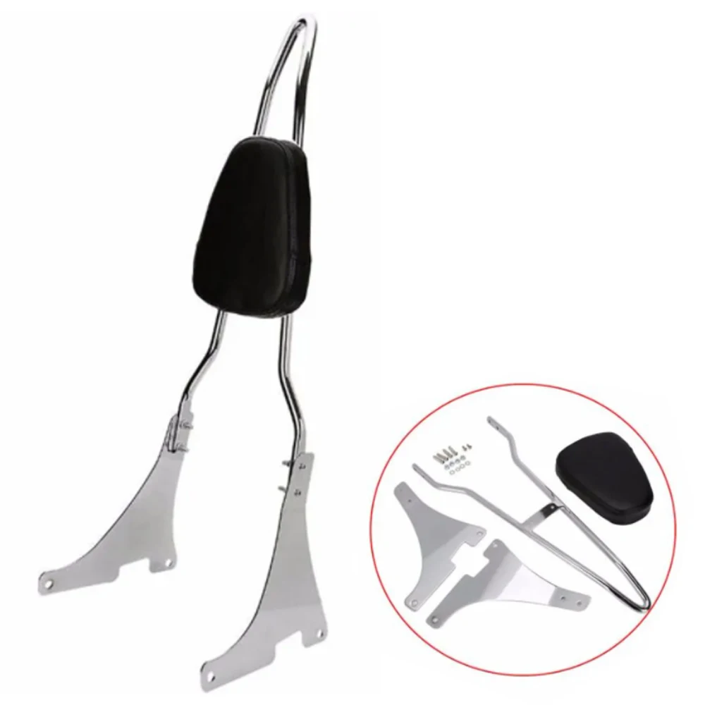 

Motorcycle Chrome Passenger Backrest Sissy Bar Pad For 2004-2015 Harley Sportster XL 883 1200 48 Iron