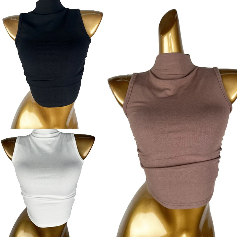 

New Women Latin Dance Modern Dance Clothes Top High Neck Sleeveless Tops Ballroom Dance Costumes Chacha Dance Top Wear DQL10679