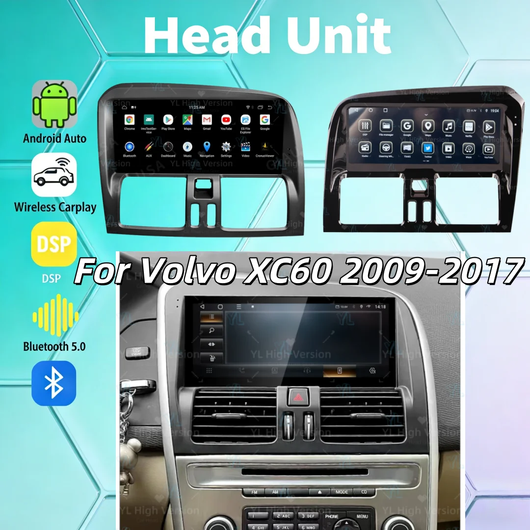 RHD LHD Multimedia Android 13 For Volvo XC60 2009 2010 2011 2012 2013 2014 2015 2016 2017 Carplay Radio Bluetooth 5.0 Head Unit