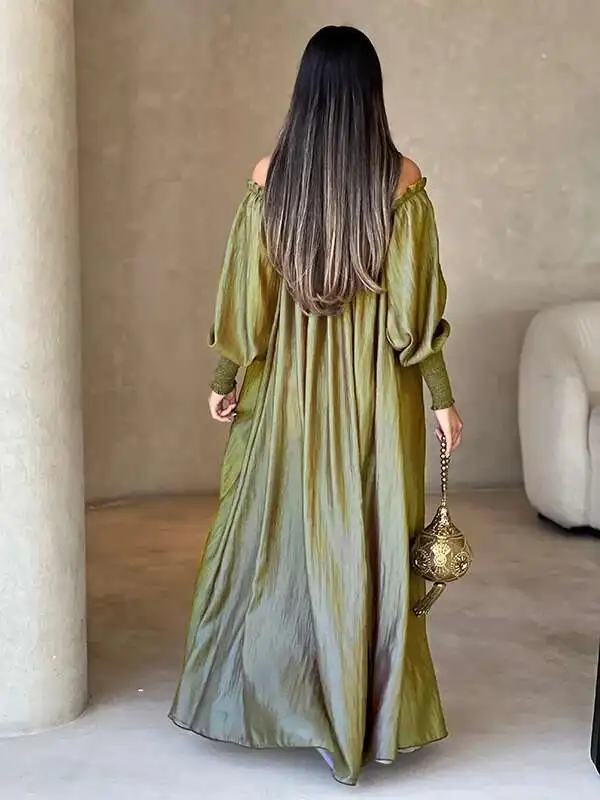 

BabYoung Elegant Evening Party Dress For Women Clothing 2025 Spring Summer Puff Sleeves H-Line Loose Plus Size Maxi Dresses 3XL